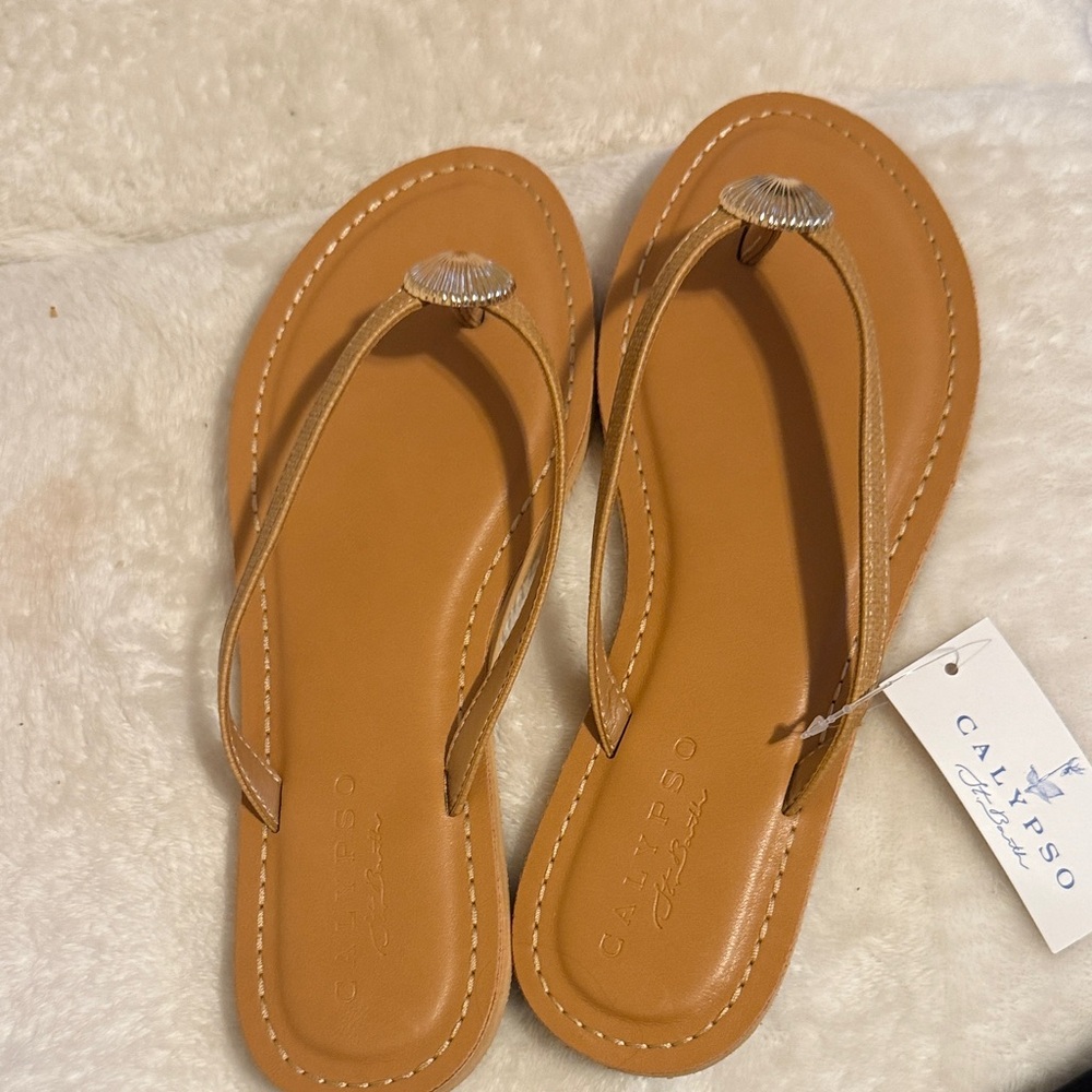 Calypso St. Barth Brown Leather Sandals